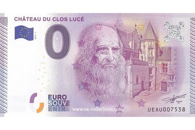 Zero Euro Note Château du Clos Lucé 2015-1 souvenir