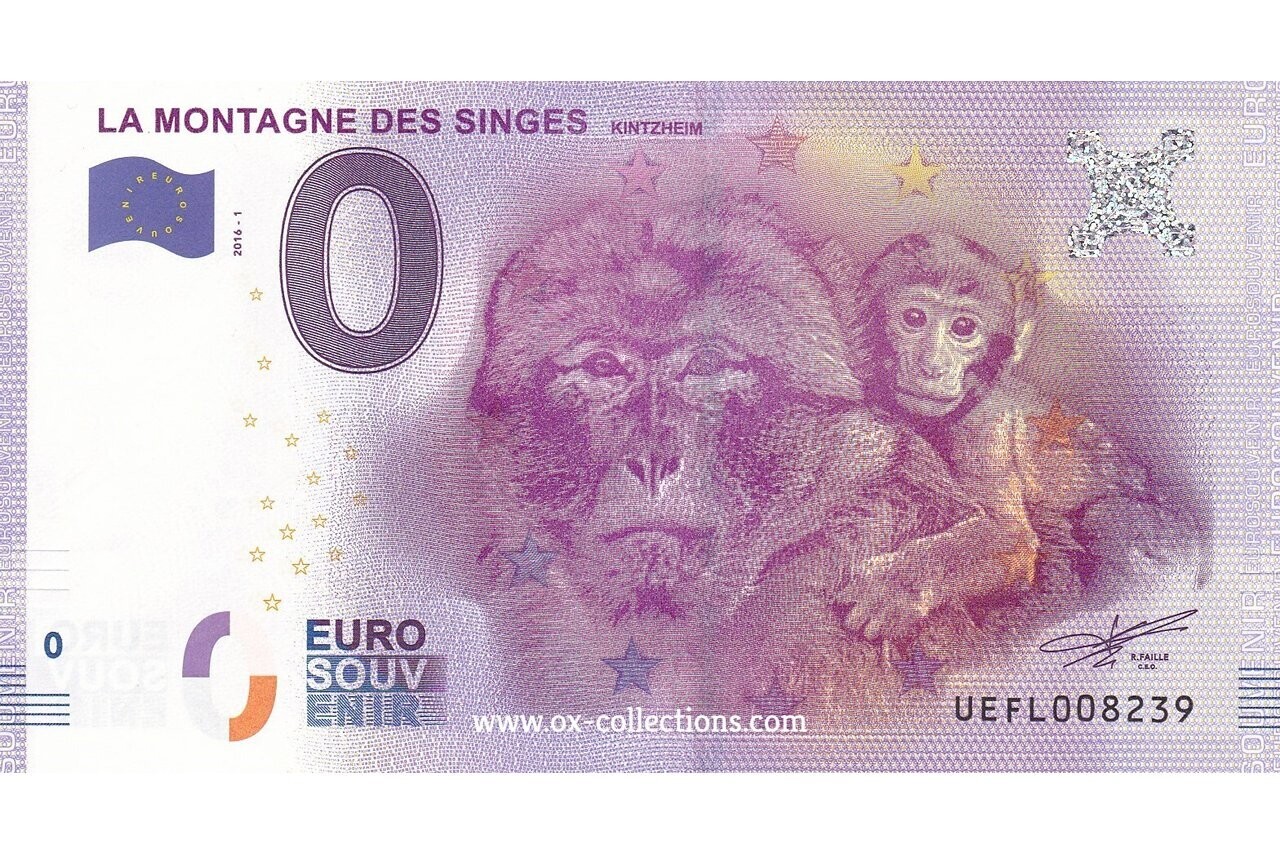 0 Euro-Schein La Montagne des Singes 2016-1 Souvenir