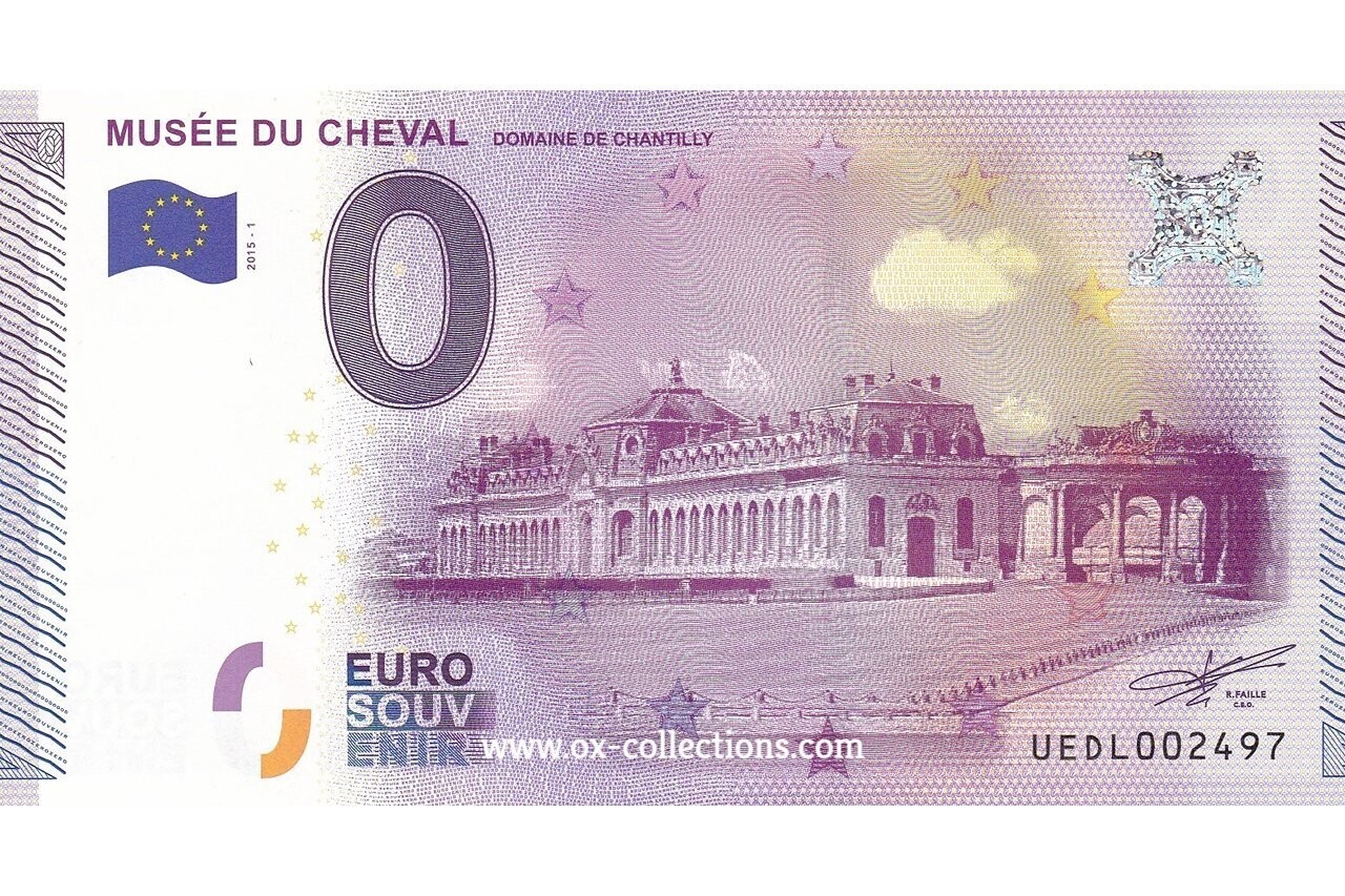 Zero Euro Note Musée du Cheval 2015-1 souvenir