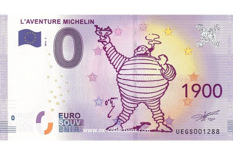 FR - L'Aventure Michelin - 2016-02 Zero Euro Note L'Aventure Michelin 2016-2 souvenir