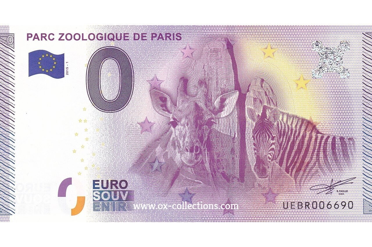 0 Euro-Schein Parc Zoologique de Paris 2015-1 Souvenir