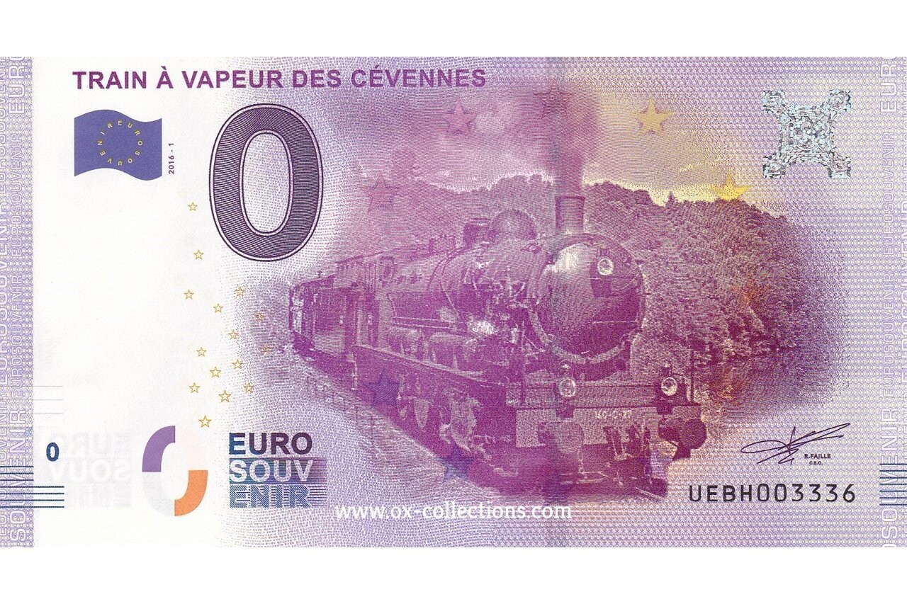 Zero Euro Note Train à Vapeur des Cévennes 2016-1 souvenir