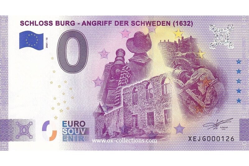 DE - Schloss Burg - 2021-13 Zero Euro Note Schloss Burg 2021-13 Anni souvenir