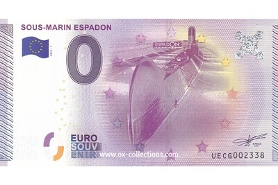 0 Euro-Schein Sous-Marin Espadon 2015-1 Souvenir