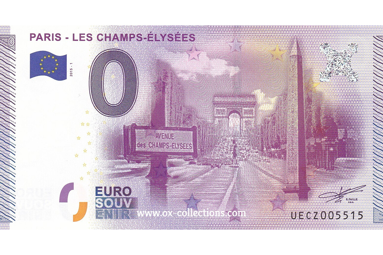 Billet 0 euro Paris Les Champs-Élysées 2015-1 souvenir
