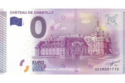 Zero Euro Note Château de Chantilly 2015-1 souvenir