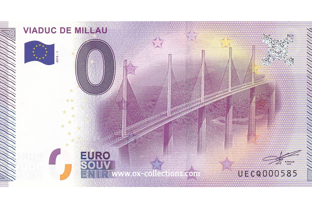 0 Euro-Schein Viaduc de Millau 2015-1 Souvenir