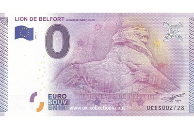 0 Euro-Schein Lion de Belfort 2015-1 Souvenir