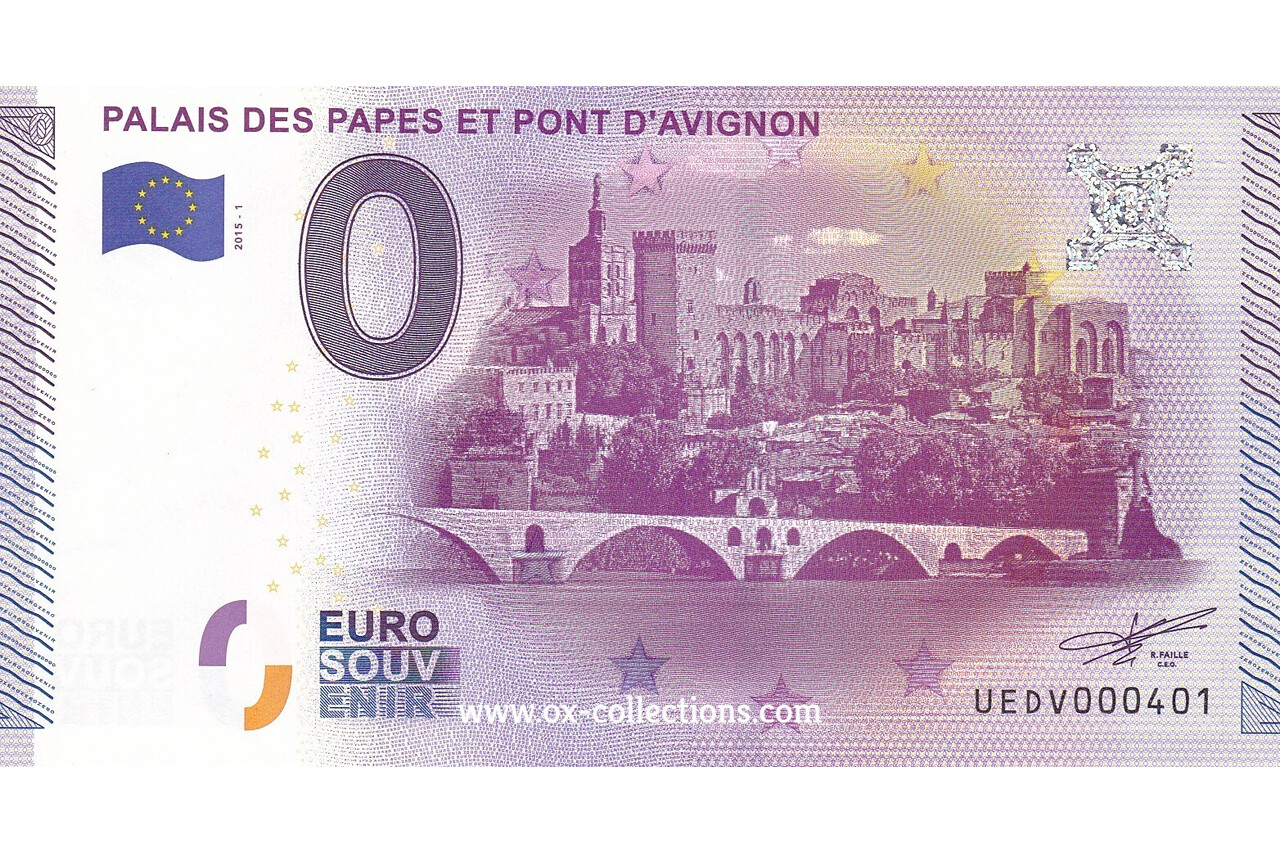0 Euro-Schein Palais des Papes 2015-1 Souvenir