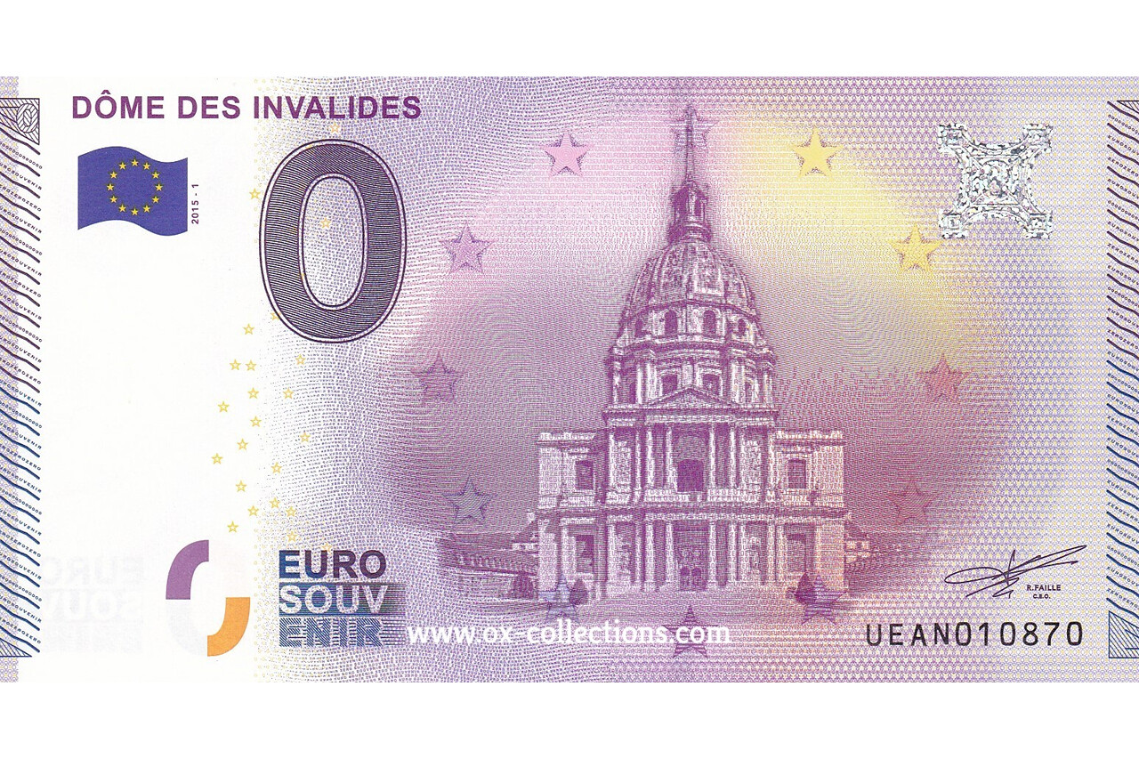 0 Euro-Schein Dôme des Invalides 2015-1 Souvenir