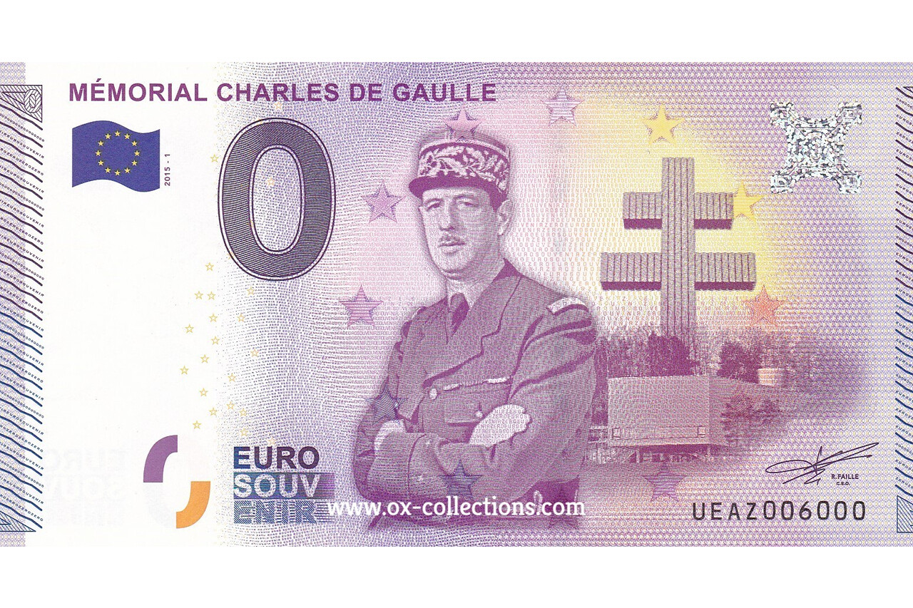 0 Euro-Schein Mémorial Charles de Gaulle 2015-1 Souvenir
