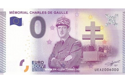 Billet 0 euro Mémorial Charles de Gaulle 2015-1 souvenir