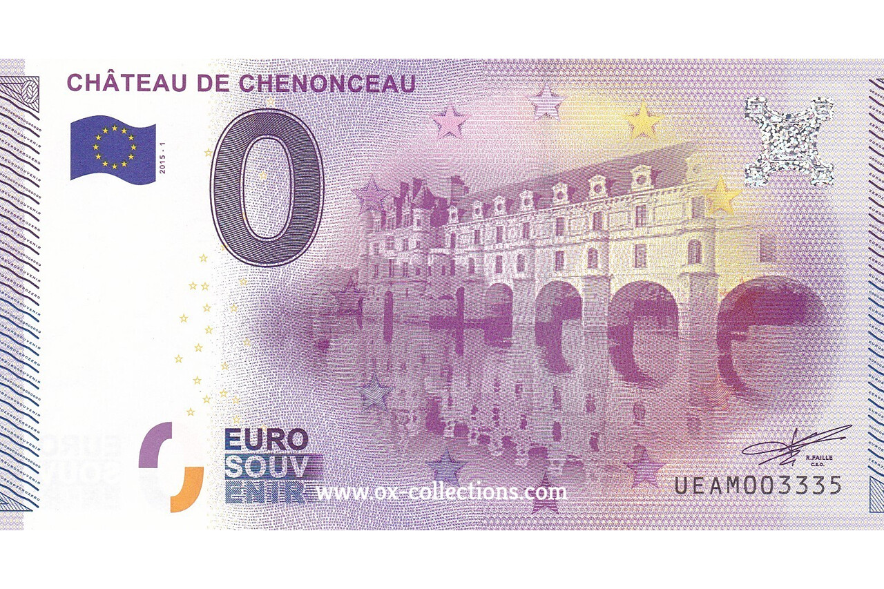 0 Euro-Schein Château de Chenonceau 2015-1 Souvenir