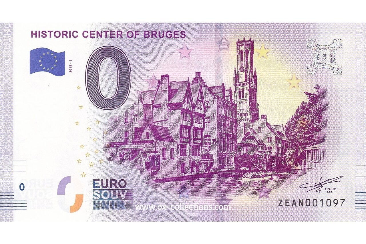 Zero Euro Note Historic Center of Bruges 2018-1 souvenir