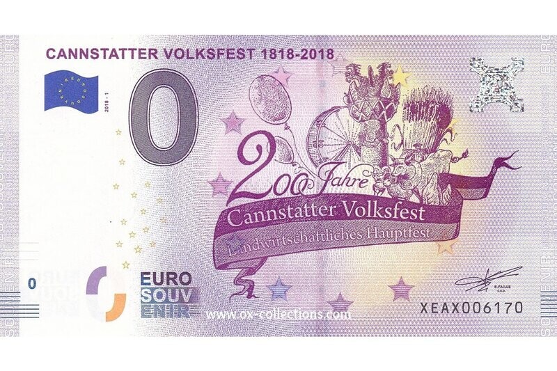 0 Euro-Schein Cannstatter Volksfest H1 2018-1 Souvenir