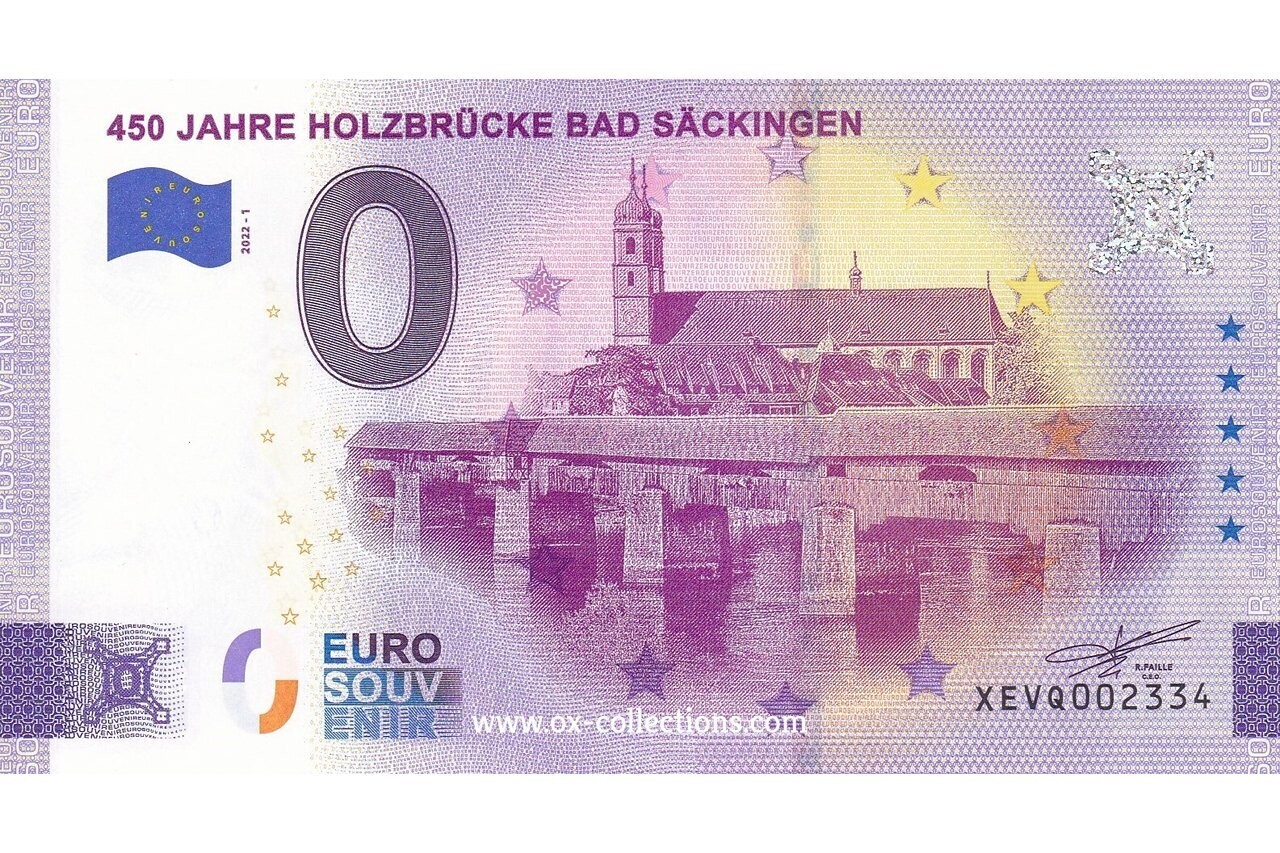 DE - 450 Jahre Holzbrücke - 2022-01 0 Euro-Schein 450 Jahre Holzbrücke 2022-1 Souvenir