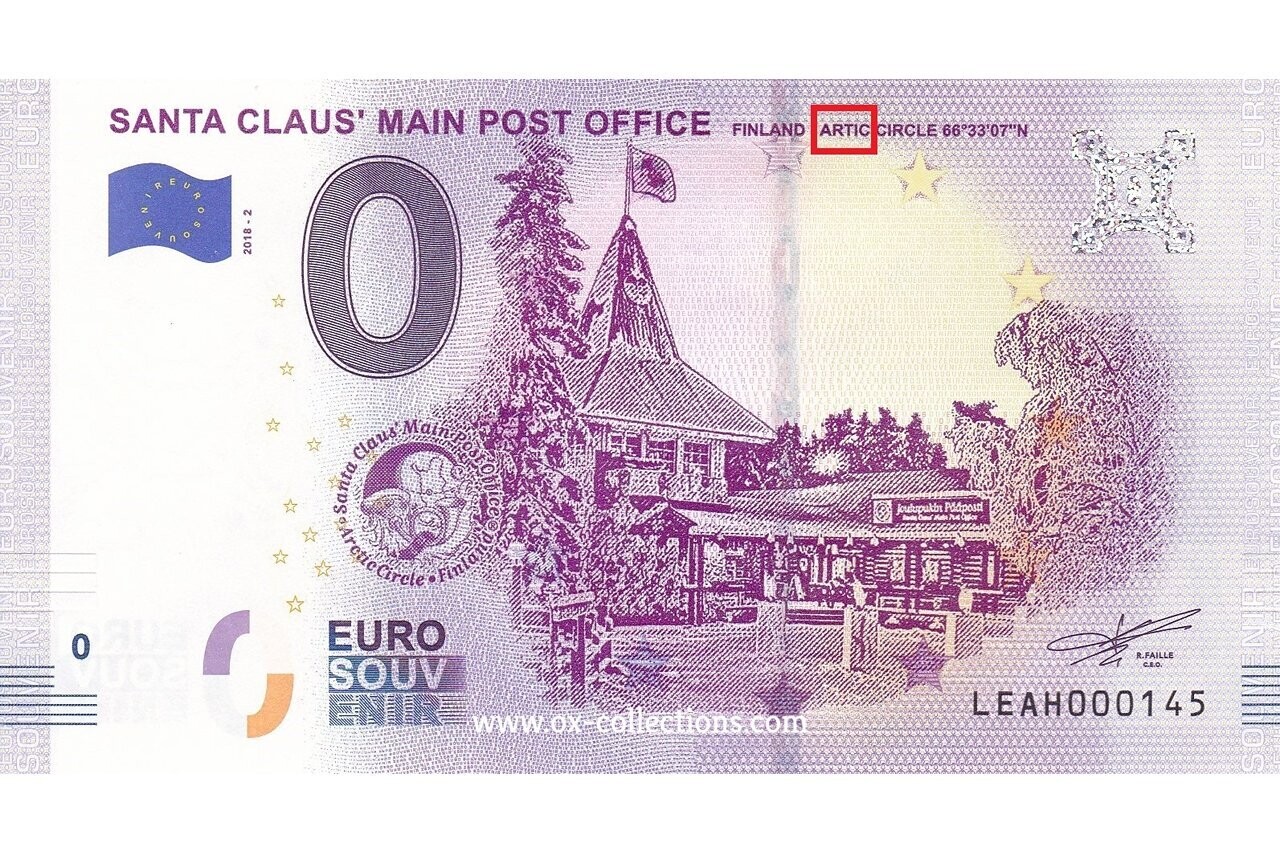 0 Euro-Schein Santa Claus Main Post FEHLDRUCK 2018-2 Souvenir