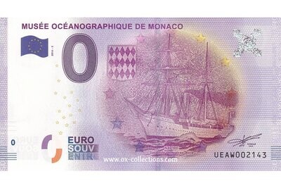 Billet 0 euro Musée Océanographique 2016-2 souvenir