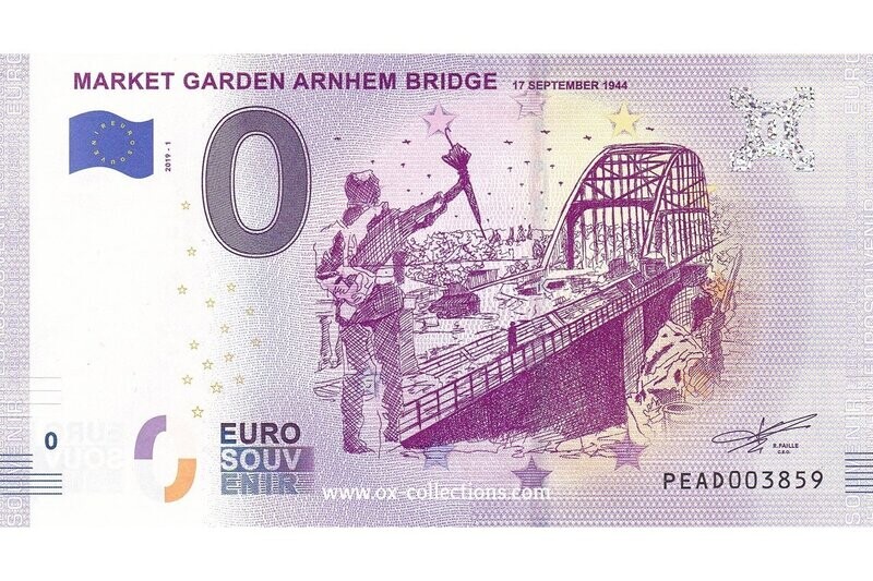 NL - Market Garden Arnhem Bridge - 2019-01 0 Euro-Schein Market Garden Arnhem Bridge 2019-1 Souvenir