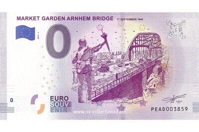 NL - Market Garden Arnhem Bridge - 2019-01 Zero Euro Note Market Garden Arnhem Bridge 2019-1 souvenir