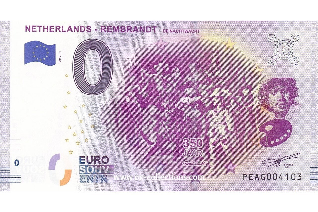 NL - Rembrandt - 2019-01 Billet 0 euro Rembrandt 2019-1 souvenir