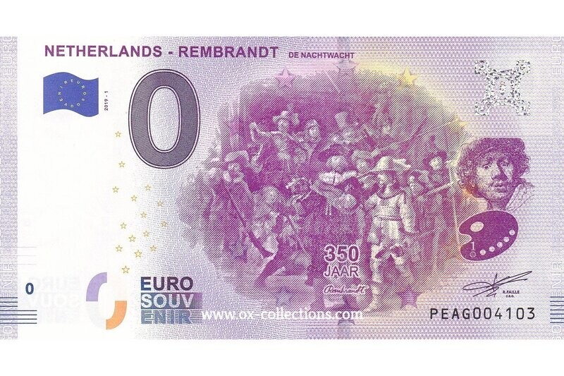 NL - Rembrandt - 2019-01 Billet 0 euro Rembrandt 2019-1 souvenir