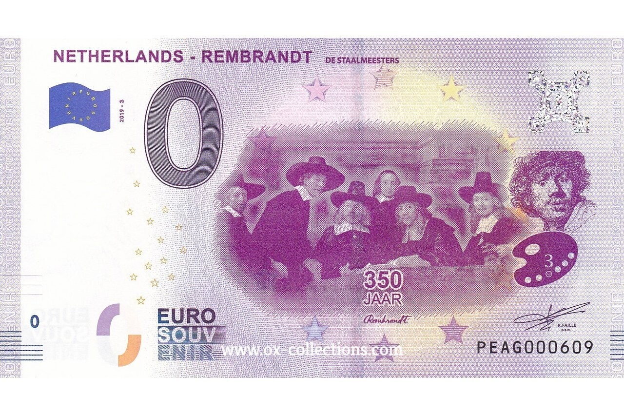 NL - Rembrandt - 2019-03 Billet 0 euro Rembrandt 2019-3 souvenir