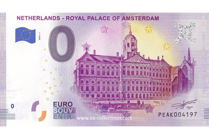 NL - Royal Palace of Amsterdam - 2019-01 0 Euro-Schein Royal Palace of Amsterdam 2019-1 Souvenir