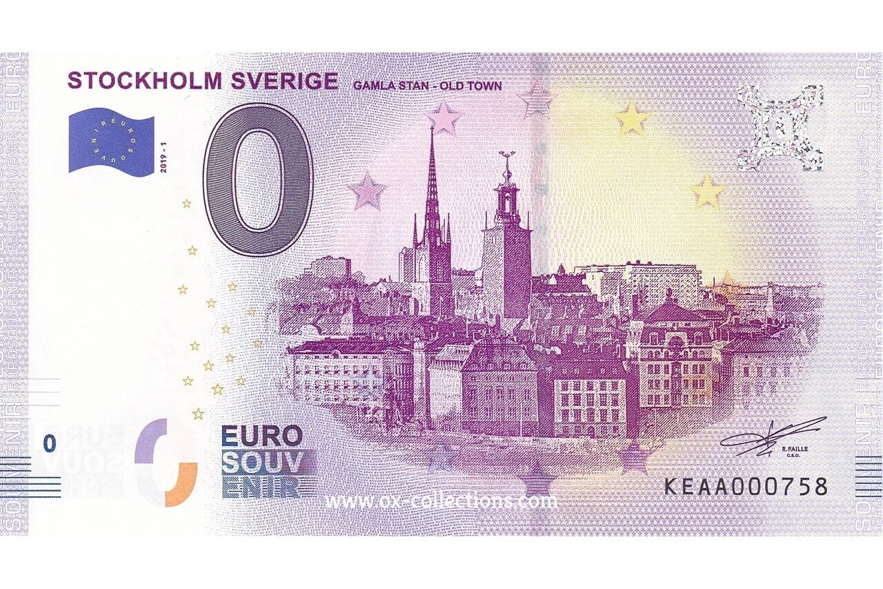 Zero Euro Note Stockholm 2019-1 souvenir