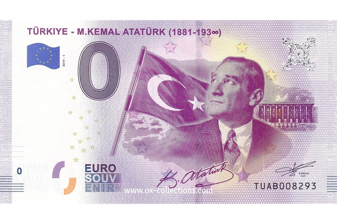 Zero Euro Note Türkiye M.Kemal Atatürk 2019-1 souvenir