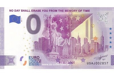 Zero Euro Note No Day Shall Erase You 2021-1 Anni souvenir