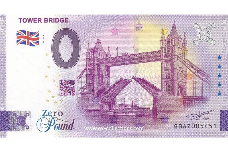 Zero Euro Note Tower Bridge 2022-1 souvenir