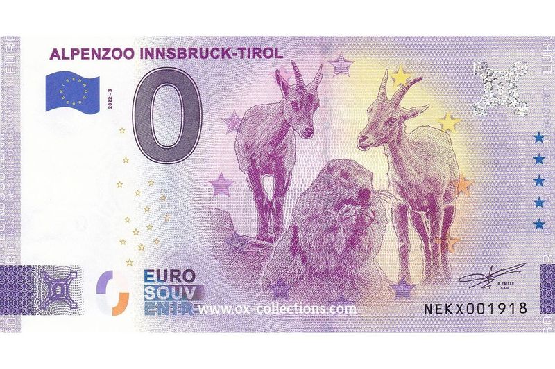 AT - Alpenzoo Innsbruck-Tirol - 2022-03 Zero Euro Note Alpenzoo Innsbruck-Tirol 2022-3 souvenir