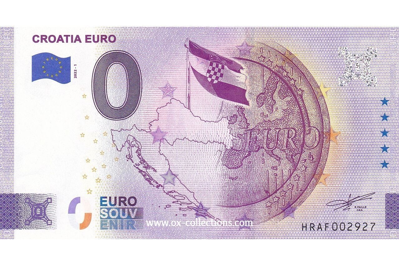 Zero Euro Note Croatia Euro 2022-1 souvenir