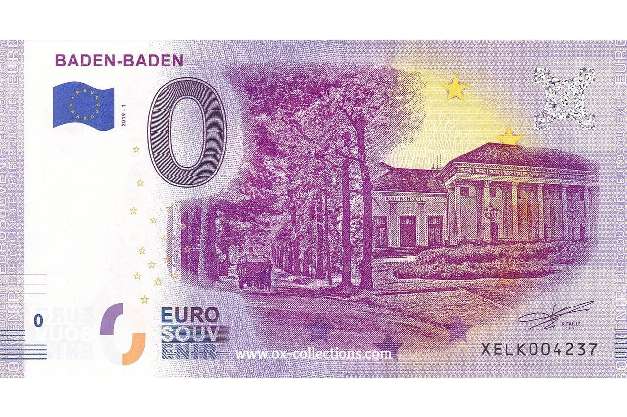DE - Baden-Baden - 2019-01 0 Euro-Schein Baden-Baden 2019-1 Souvenir