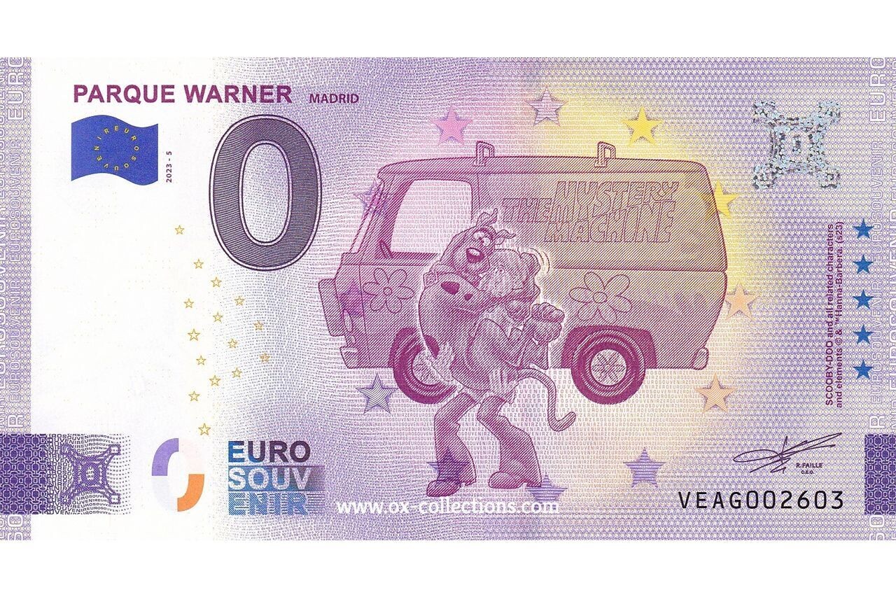 Zero Euro Note Parque Warner Scooby-Doo 2023-5 souvenir