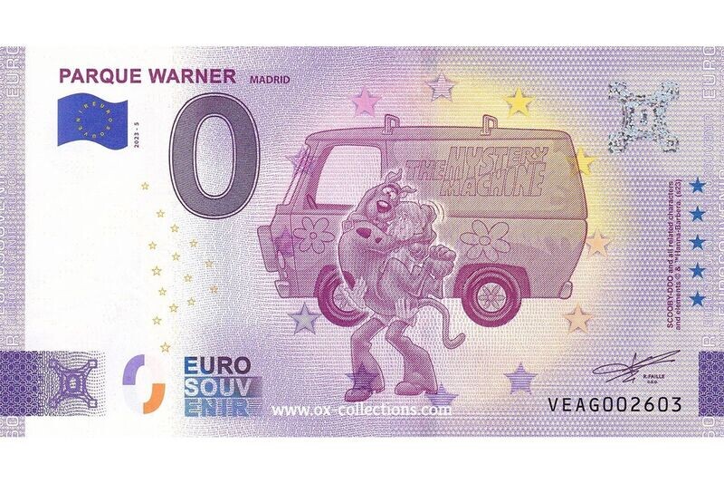 Zero Euro Note Parque Warner Scooby-Doo 2023-5 souvenir