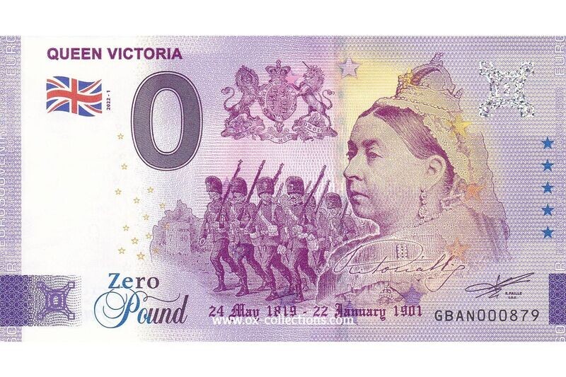 Zero Euro Note Queen Victoria 2022-1 souvenir