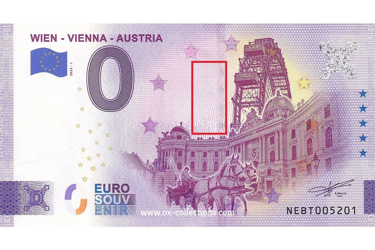 0 Euro-Schein Wien FEHLDRUCK 2023-1 Souvenir
