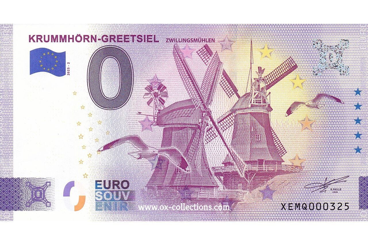 Zero Euro Note Krummhörn-Greetsiel 2023-2 souvenir
