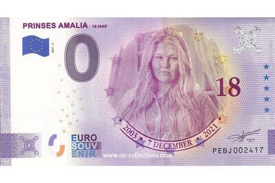 NL - Prinses Amalia - 2021-02 0 Euro-Schein Prinses Amalia 2021-2 Anni Souvenir