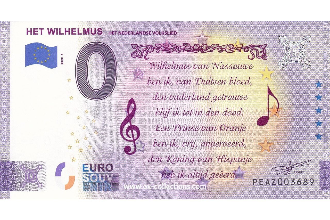 NL - Het Wilhelmus - 2020-01 Billet 0 euro Het Wilhelmus 2020-1 souvenir
