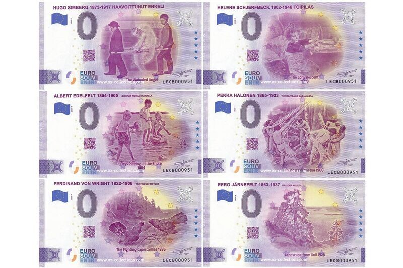 0 Euro-Schein Finnische Maler SET 2023-6 Souvenir