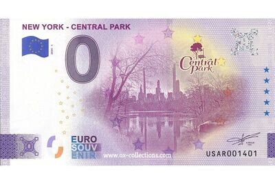 Zero Euro Note New York Central Park 2024-1 souvenir