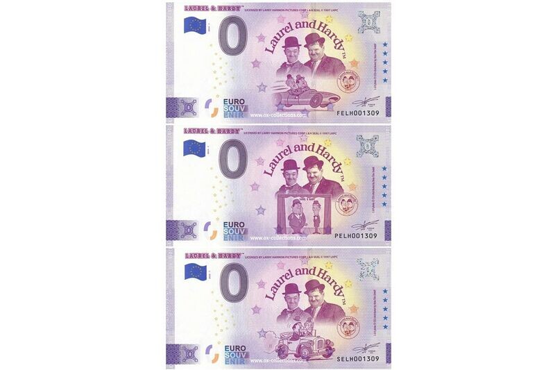 0 Euro-Schein Laurel and Hardy SET 2024-1 Souvenir