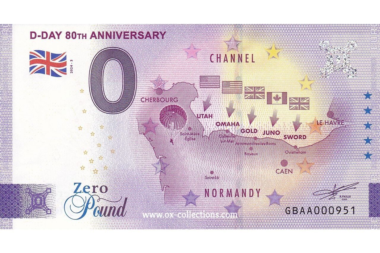 Zero Euro Note D-Day 80th Anniversary 2024-3 souvenir