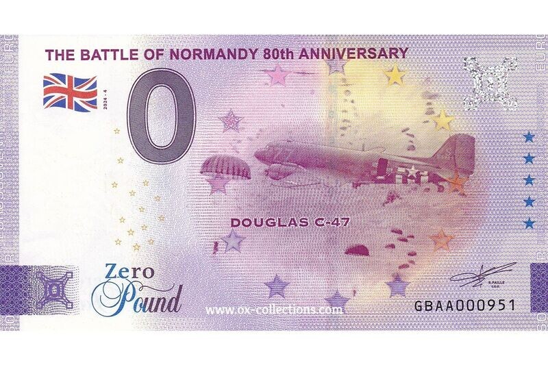 Zero Euro Note The Battle of Normandy 2024-4 souvenir