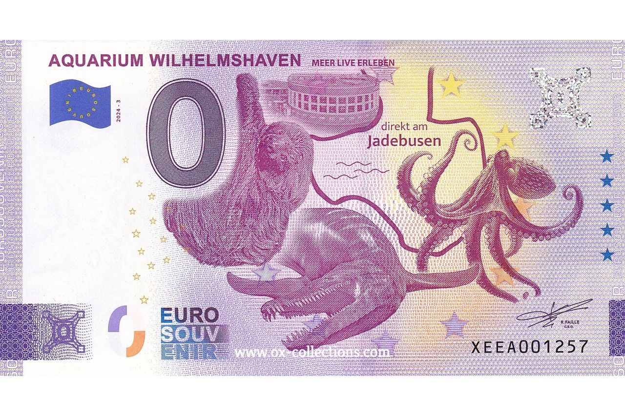 Zero Euro Note Aquarium Wilhelmshaven 2024-3 souvenir
