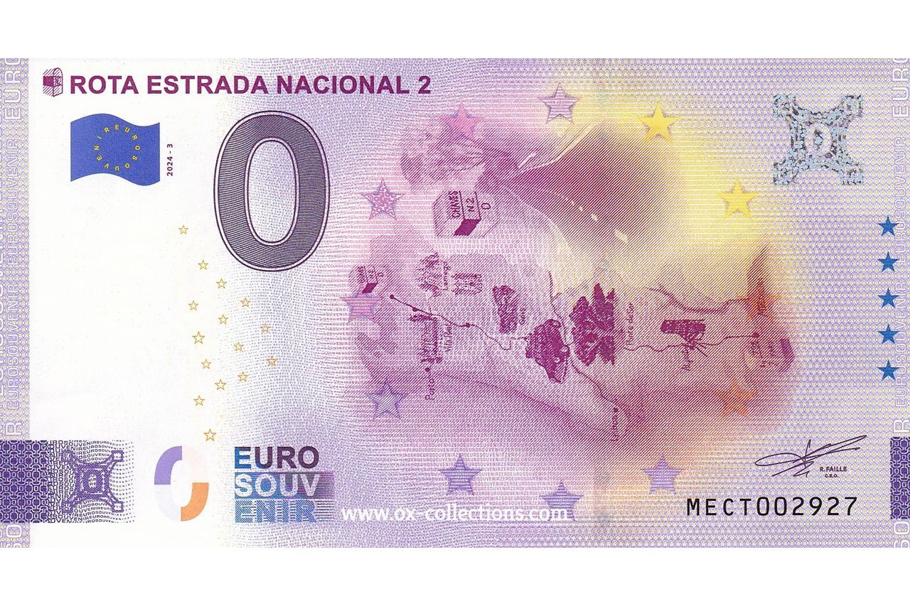 Zero Euro Note Rota Estrada Nacional 2 2024-3 souvenir