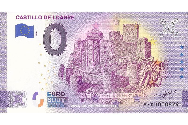Zero Euro Note Castillo de Loarre 2021-1 souvenir